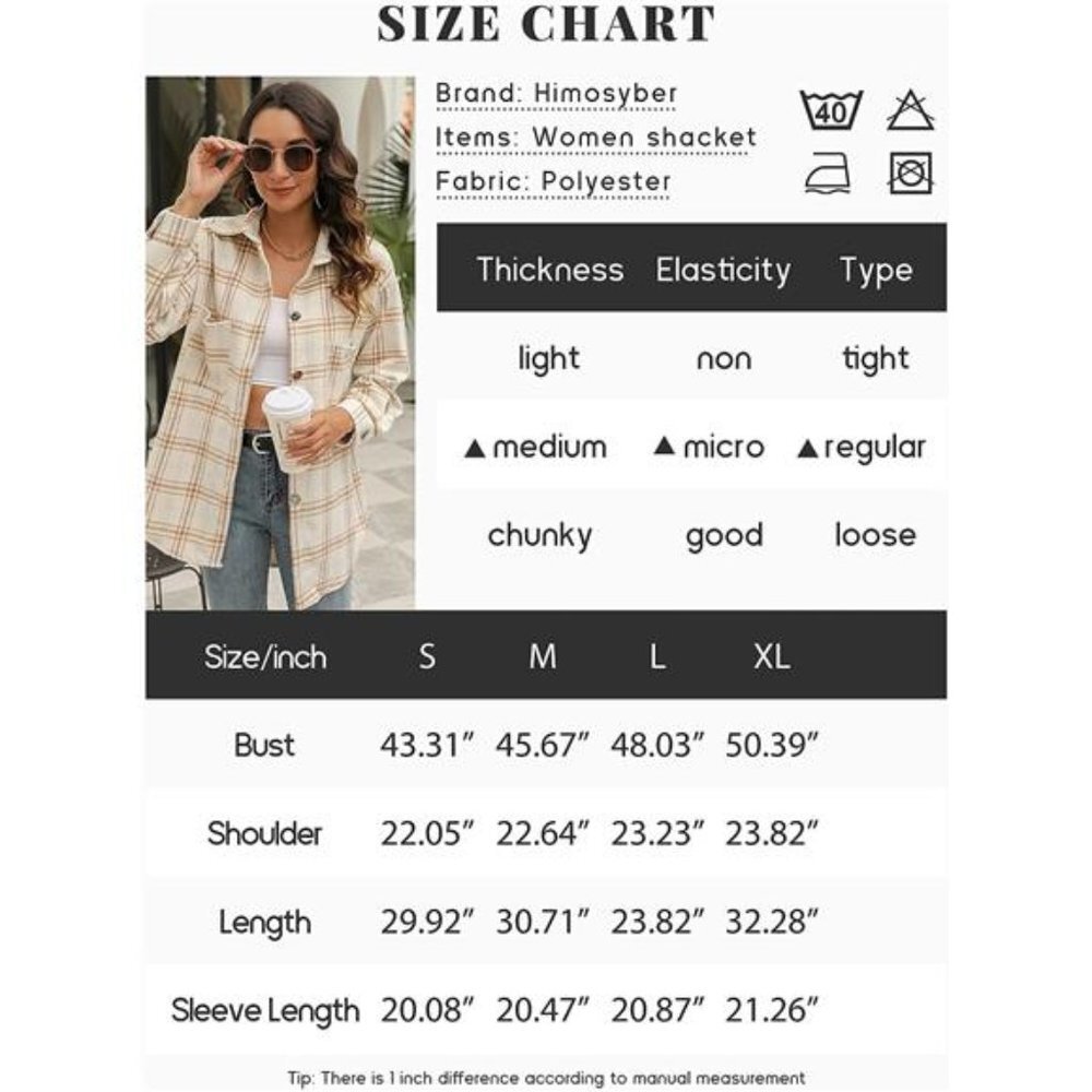 Navy Plaid Printed Flannel Button Up Shacket Jacket Coat Thick Long Sleeve Top - Picture 6 of 6
